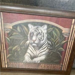Home Interiors Safari Tiger Picture Frame Artist. Signed Sambataro